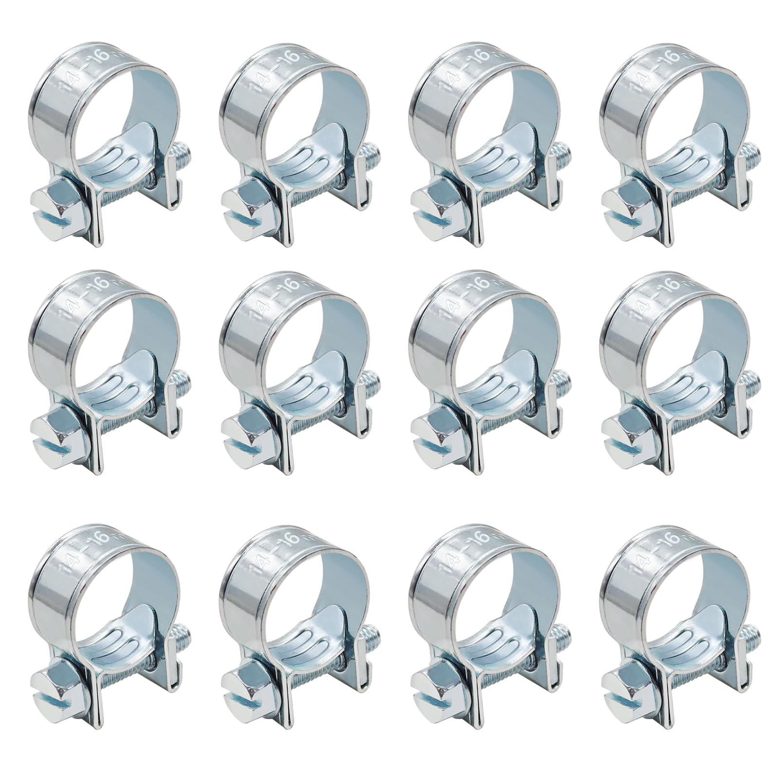 Tnisesm 12Pcs Replacemnt for 3/8" Fuel Injection Gas Line Hose Clamps Clip Pipe Clamp Assortment Kit, Hoses Clamps Sleeving 9/16" - 5/8" Dia