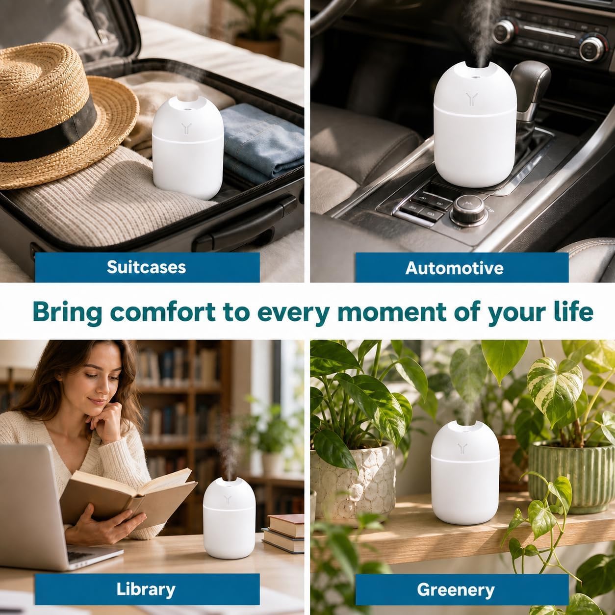 Mini Portable Humidifier,250ml Small Cool Mist Desk Humidifier