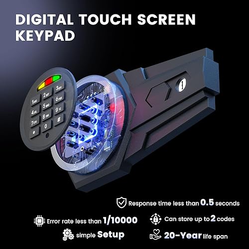 Miniatura 2 de Caja fuerte grande, caja fuerte para el hogar de 5.0 cachorros con llave retroiluminada y estante extraíble, caja fuerte para negocios con alarma