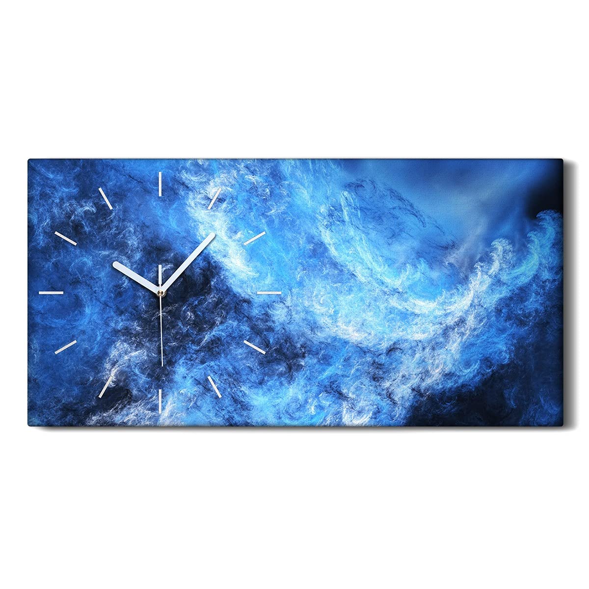 Horloge sur Toile 60x30cm Résumé Nuages Bleus Pendule Silencieuse