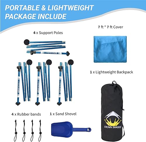 Miniatura 9 de CROWN SHADES Tienda de campaña de playa portátil de 7 x 7 pulgadas, refugio solar UPF50+, toldo al aire libre para 2 a 4 personas con aluminio