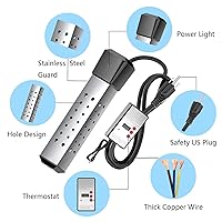 Vista 5 de Calentador de piscina de 2000 W para piscina inflable sobre el suelo, calentador de agua de inmersión para bañera con termostato, calentador de agua