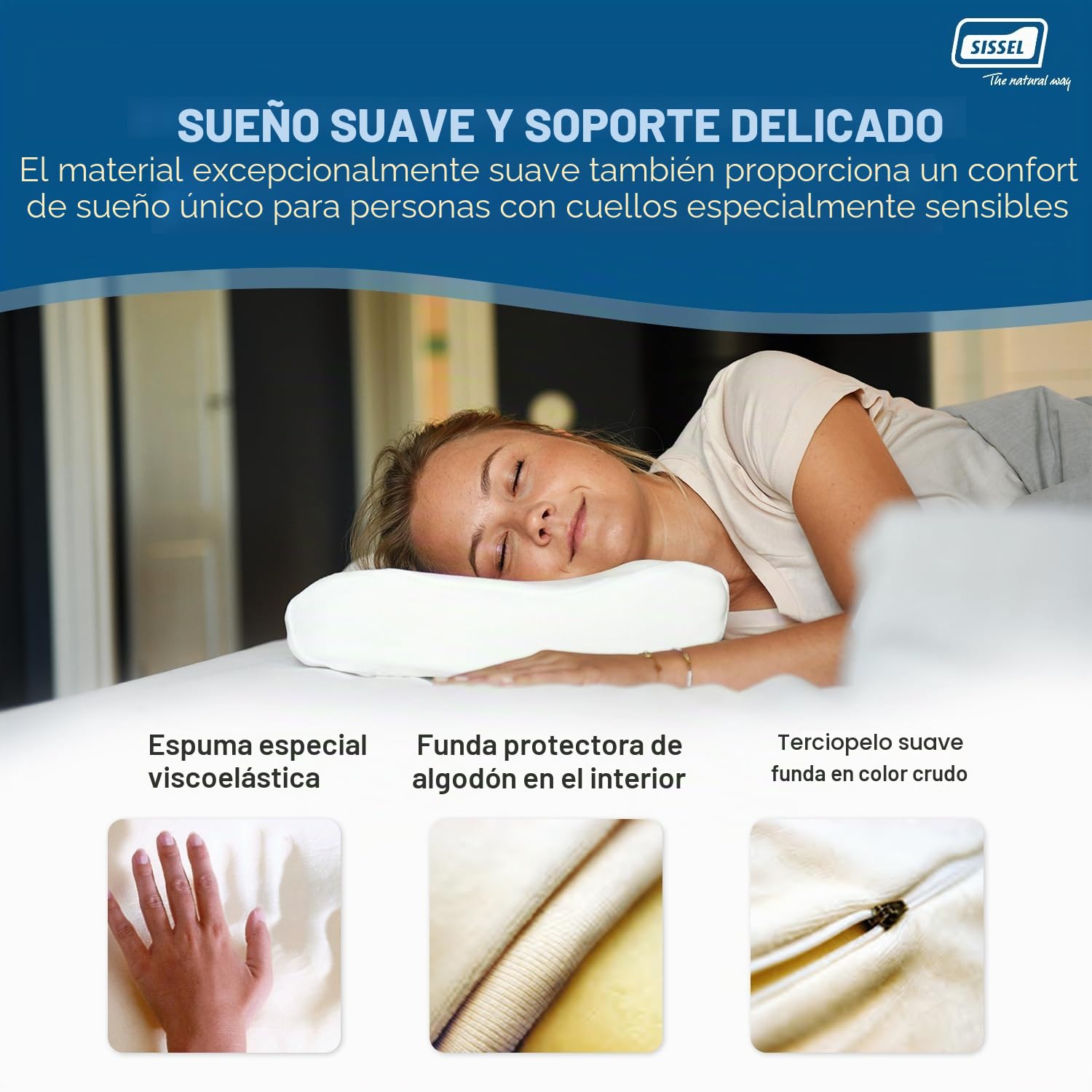 SISSEL Nackenkisssen Nackenkissen Soft, INKL. Bezug - Almohada de Viaje, Color Crudo, Talla única