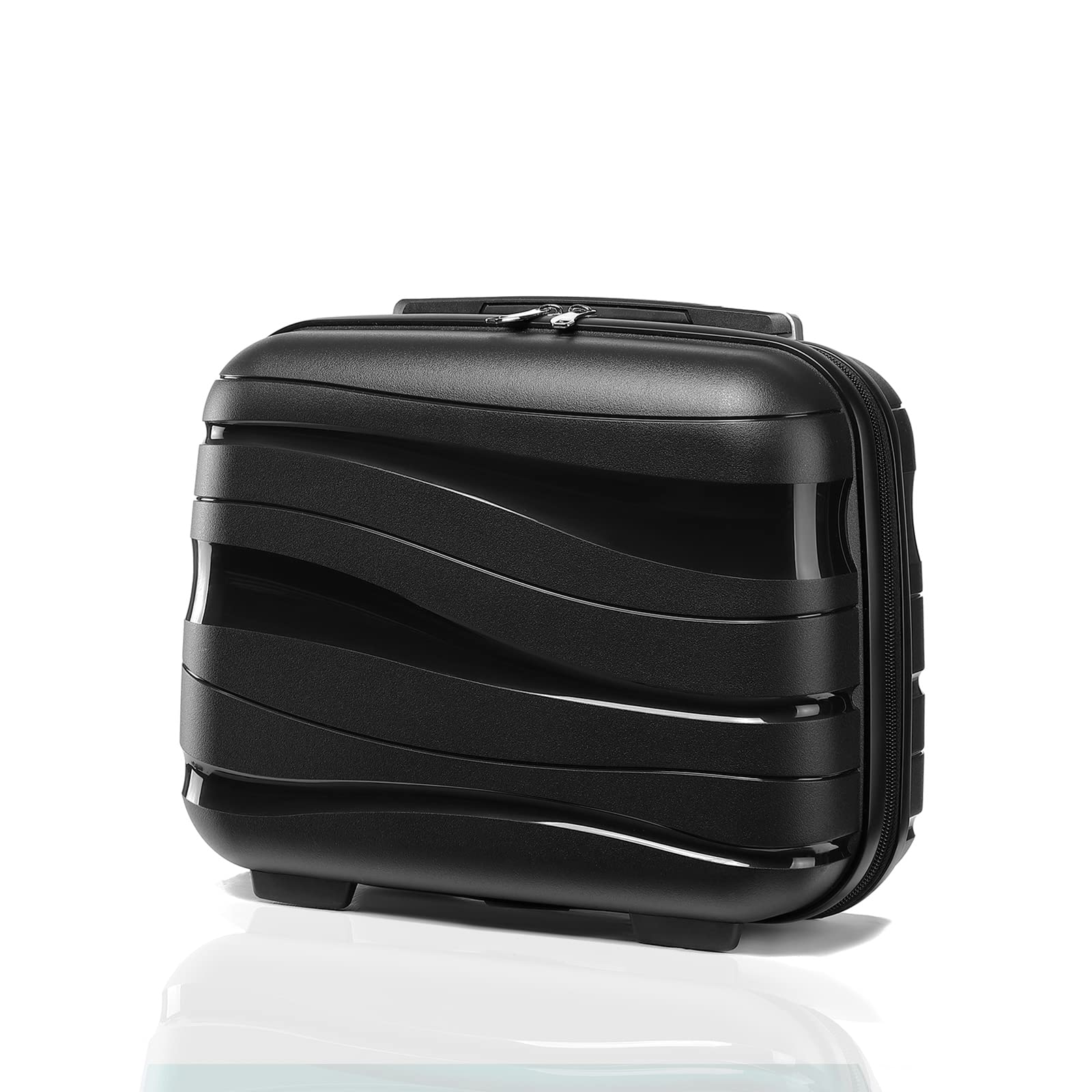 KONO Valigia Trolley Piccolo 35,5cm Valigie da Viaggio Cabina Rigida Polipropilene Leggero Borsa da Toilette (Nero)