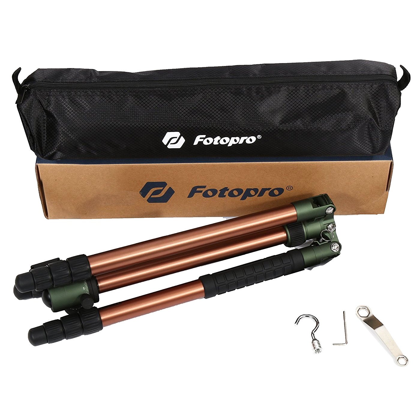 Fotopro - Treppiede Monopiede Traveler 4 Sezioni Alluminio - X-Go Predator - Colore Marrone-
