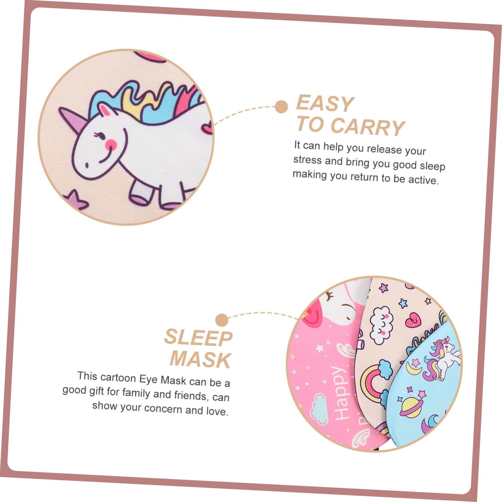 Ipetboom 20pièces Masque De Sommeil Doux Avec Motif Licorne Cache-yeux Confortable Pour Bureau Les Voyages Pour Sommeil Réparateur