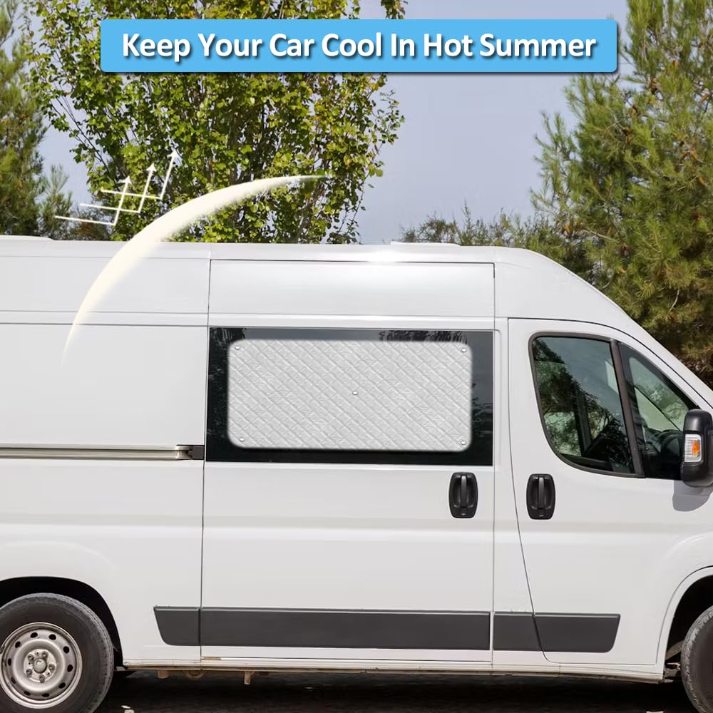 Pare-Soleil Compatible avec Fiat Ducato 2006- Peugeot Boxer 2006- Opel Movano 2021- pour Porte Coulissante Pare-Soleil Thermiques Internes