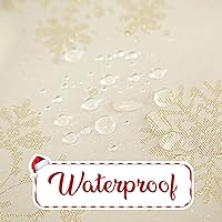 Vista 3 de MikiUp Mantel rectangular de Navidad de jacquard, mantel de tela metálica brillante con copos de nieve de Navidad, impermeable y lavable, mantel