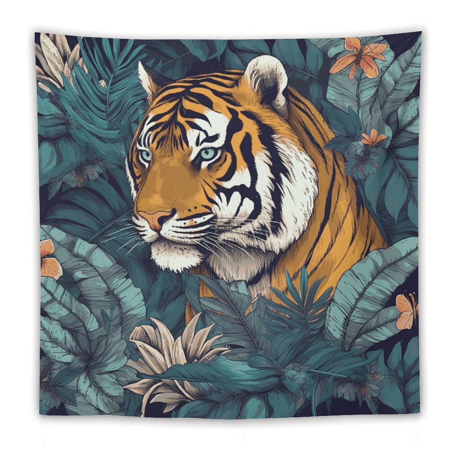 LDGSUPH Tropical Tiger Tapestry Wall Hanging Decor Anti-fading Aesthetic Wall Tapestries Fashion Wall Blanket Decor Modern Wall Art Tapestry for Bedroom Home Decor 60"x60"
