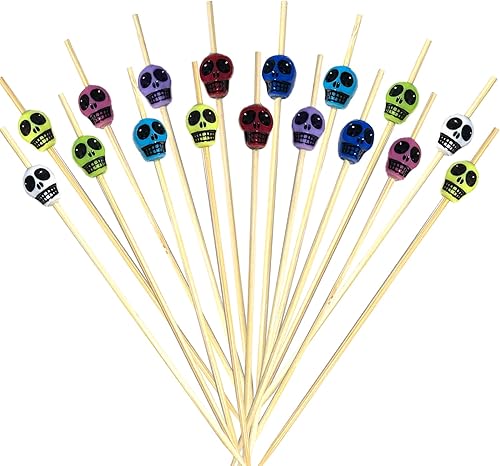 100 palillos de cóctel, palillos de dientes elegantes para aperitivos, accesorios de embutidos, brochetas de bambú de 4.7 pulgadas de largo,