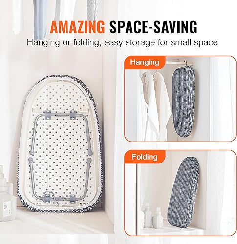 Miniatura 6 de VEVOR Tabla de planchar de mesa de 23.4 x 14.4 pulgadas, pequeña tabla de planchar con cubierta resistente al calor y cubierta 100% algodón, mini