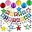 meowtastic Birthday Decorations, Happy Birthday Banner with Honeycomb Balls, Stars Hanging Swirls Streamers, Circle Dots Garland, Happy Birthday Party Decorations for Women Men Boys Girls (Rainbow)