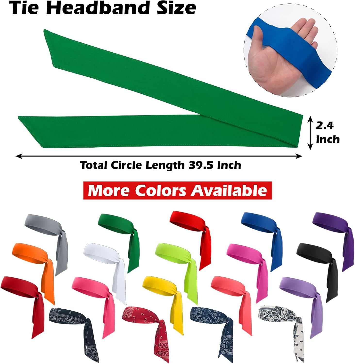 ONUPGO Head Ties Headband for Men Women, Adjustable Sports Sweatband Ninja Headband Karate Tie Back, Sweat Wicking Workout Head Band for Sports, Running, Tennis, Yoga, Soccer