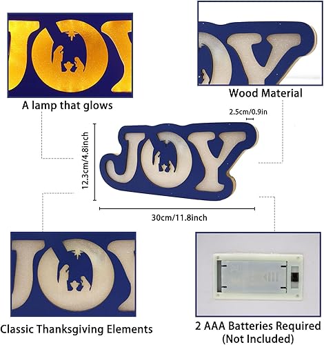 Miniatura 2 de Crenics Decoración de mesa de Navidad iluminada, letrero de mesa religiosa de Jesús de Navidad, decoración de puerta de Navidad, letreros de madera