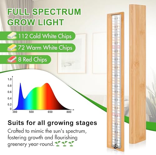 Miniatura 10 de FOXGARDEN - Tira de luz de crecimiento, luz roja azul y blanca de espectro completo para plantas de interior, lámpara de crecimiento brillante de 96
