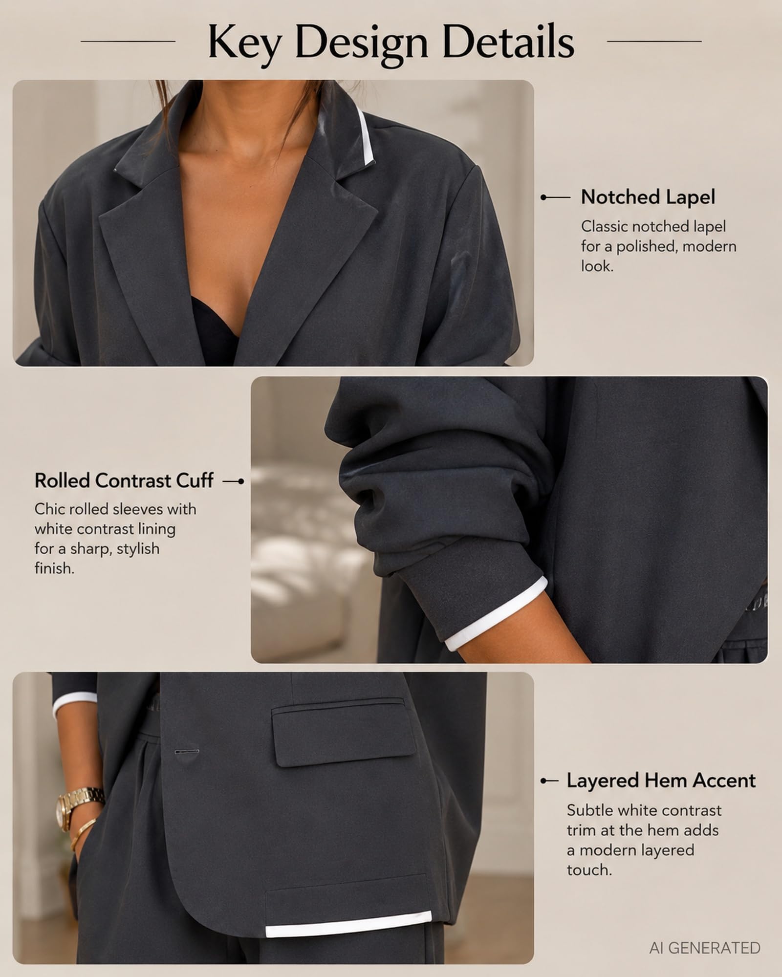 Pant Suits For Women Two Piece Blazer Wide Leg Pants Business Work Outfit