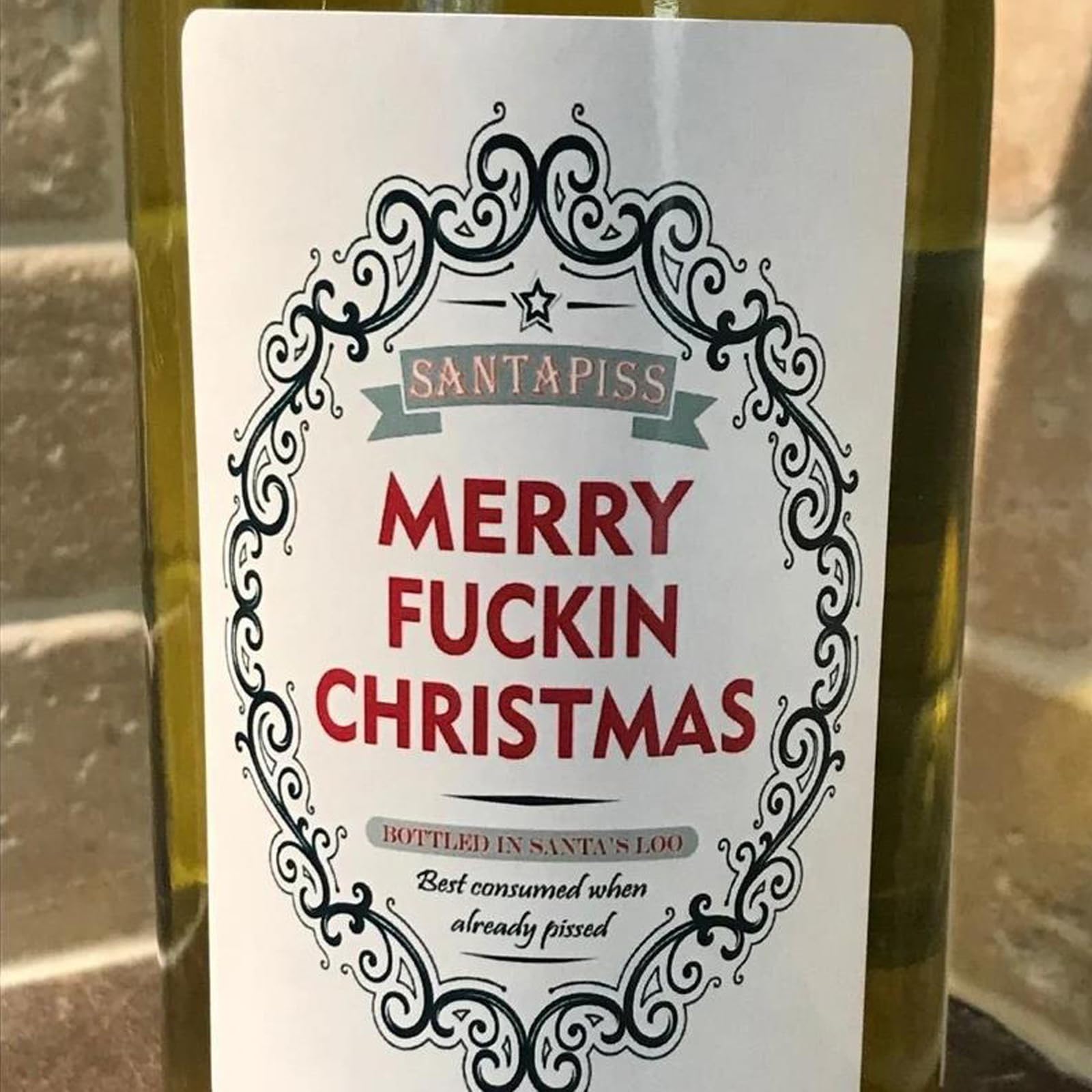 Etiquetas Divertidas de Navidad para Botellas de Vino, Calcomanías Personalizadas