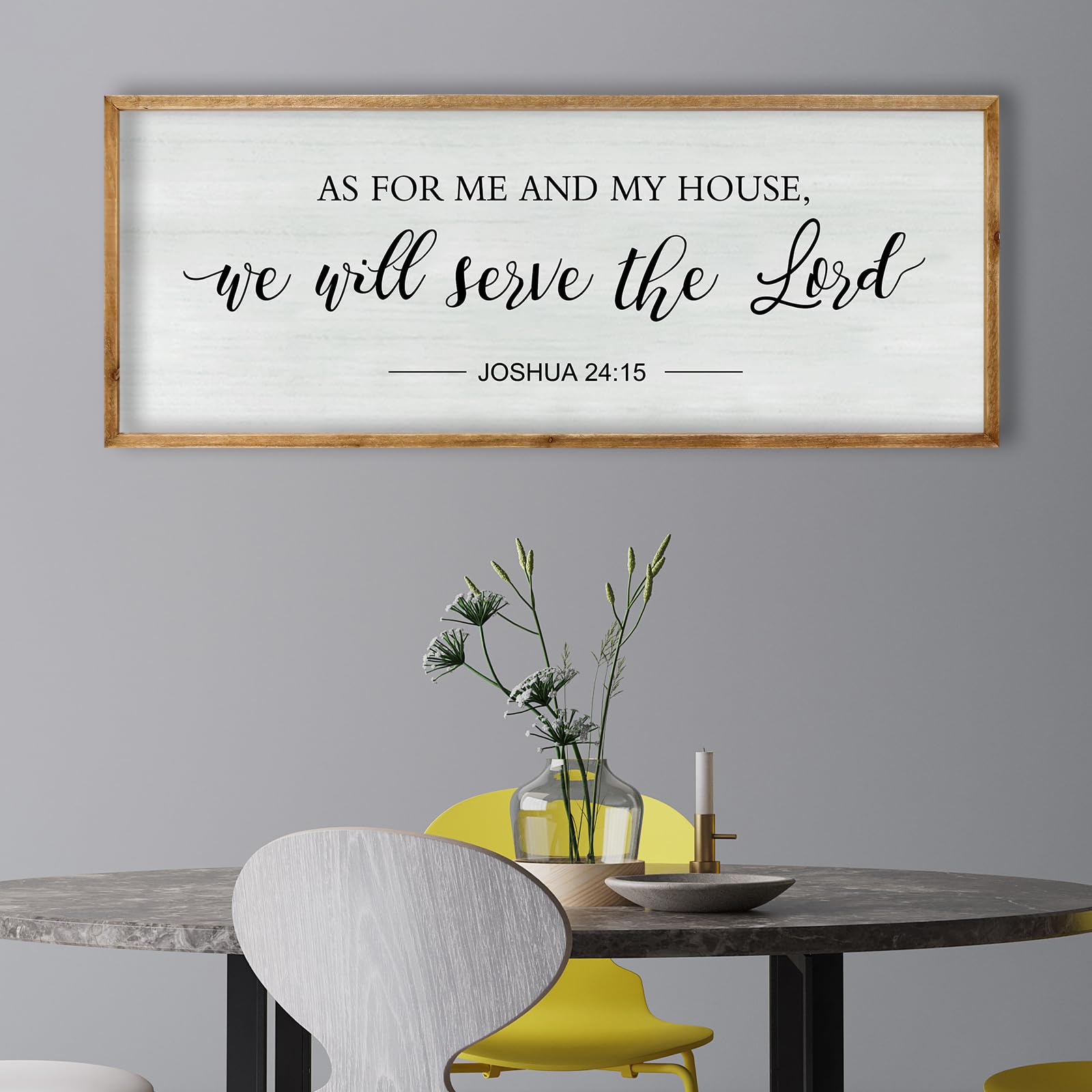 RLWangChao Decorazione da parete con cornice in legno "As for Me and My House We Will Serve the Lord", 81 x 30 cm, con cornice in legno, con dedica della Bibbia, da appendere (legno)