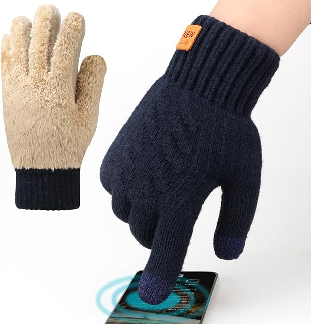 ytorgr Winter Thermal Gloves for Women Warm,Fleece Knitted Gloves Touch Screen Gloves for Outdoor Sports Running Cycling