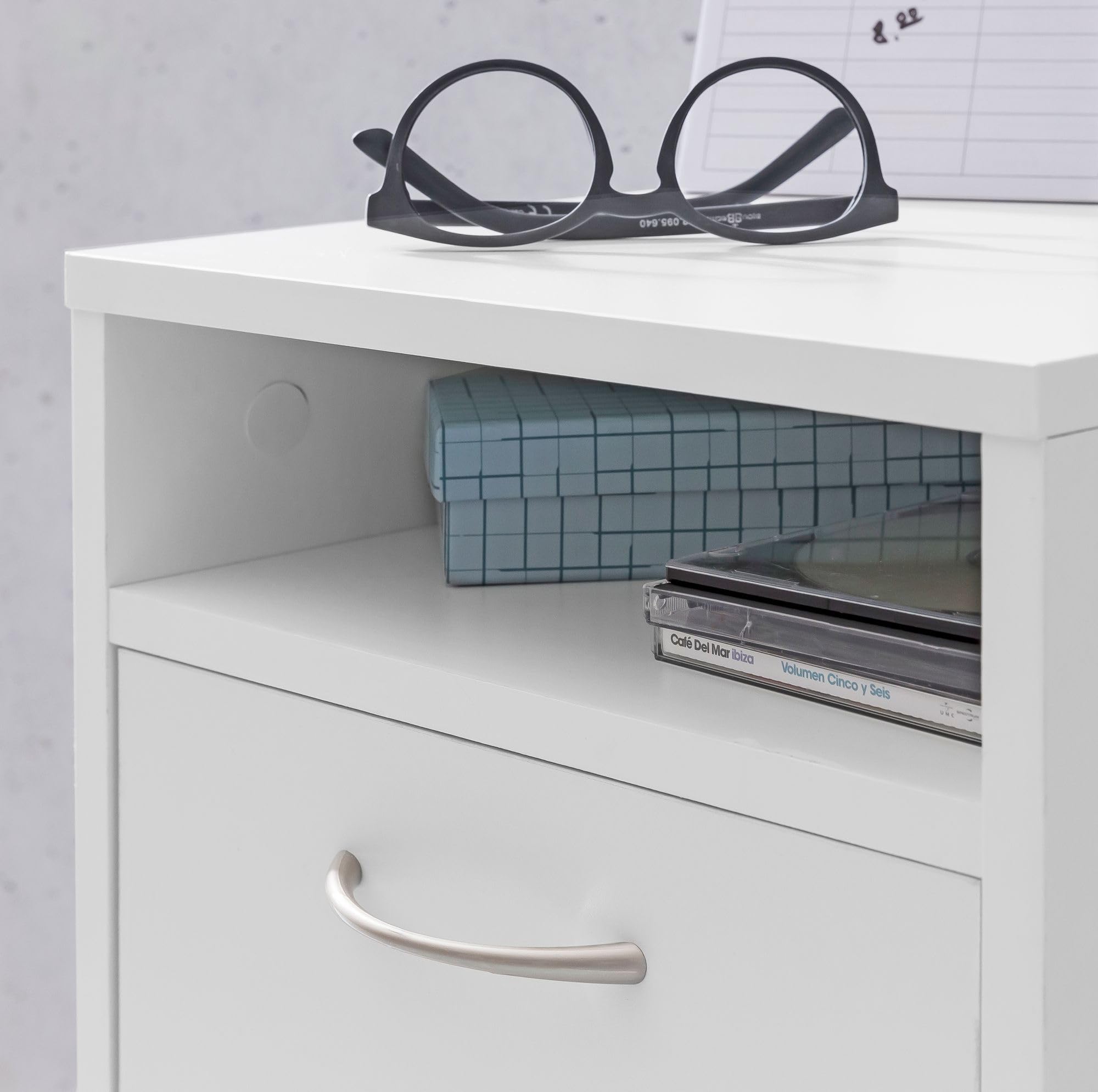 FineBuy Cassettiera con Ruote 33x38x63 cm Legno Bianca con Anta e Cassetto | cassettiera da scrivania su ruote, cassettiera da ufficio piccola, cassettiera con ruote entra sotto la scrivania