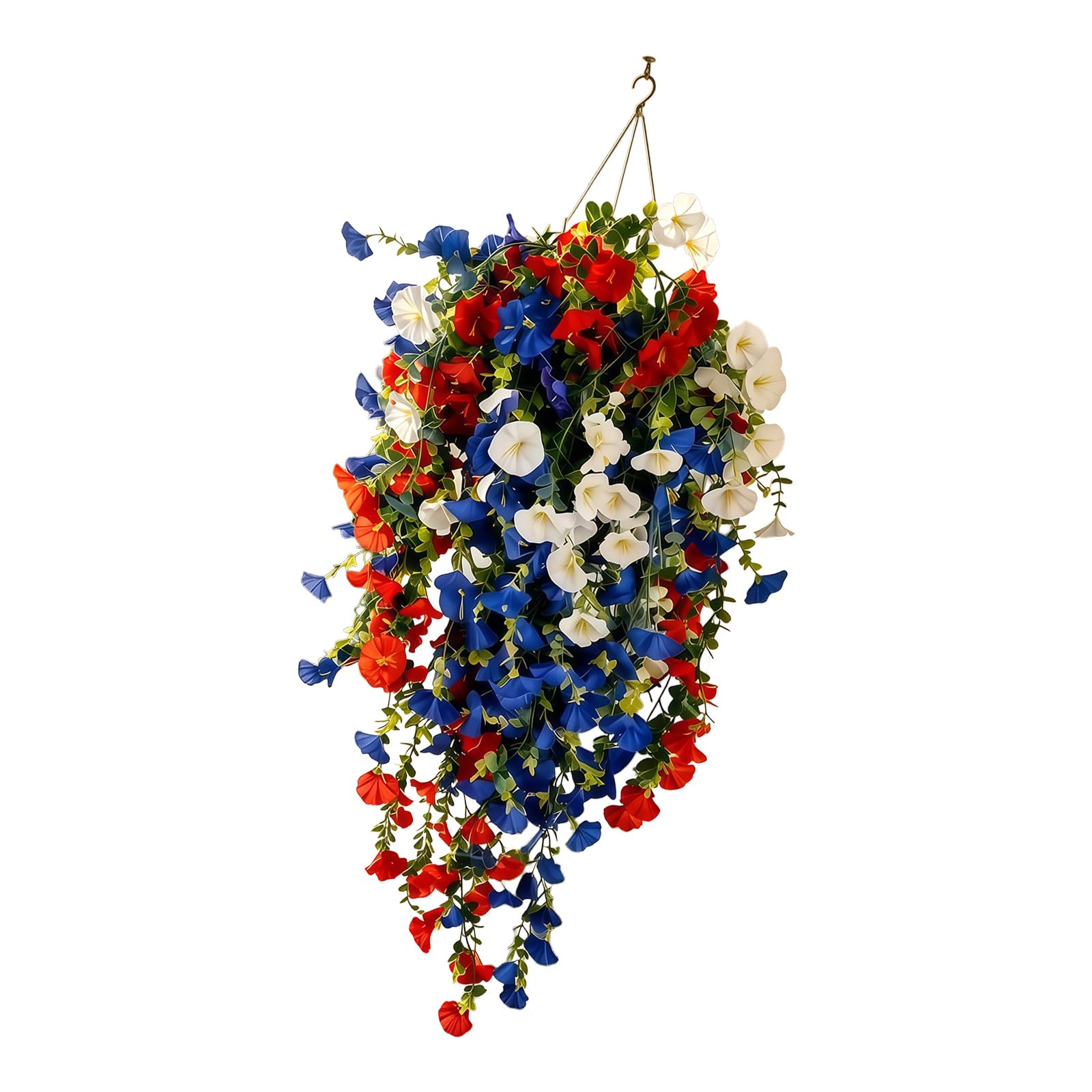 Oxxggkao White and Blue PET Hanging Basket Excellent for National Day Celebrations and Home Decoration Pat