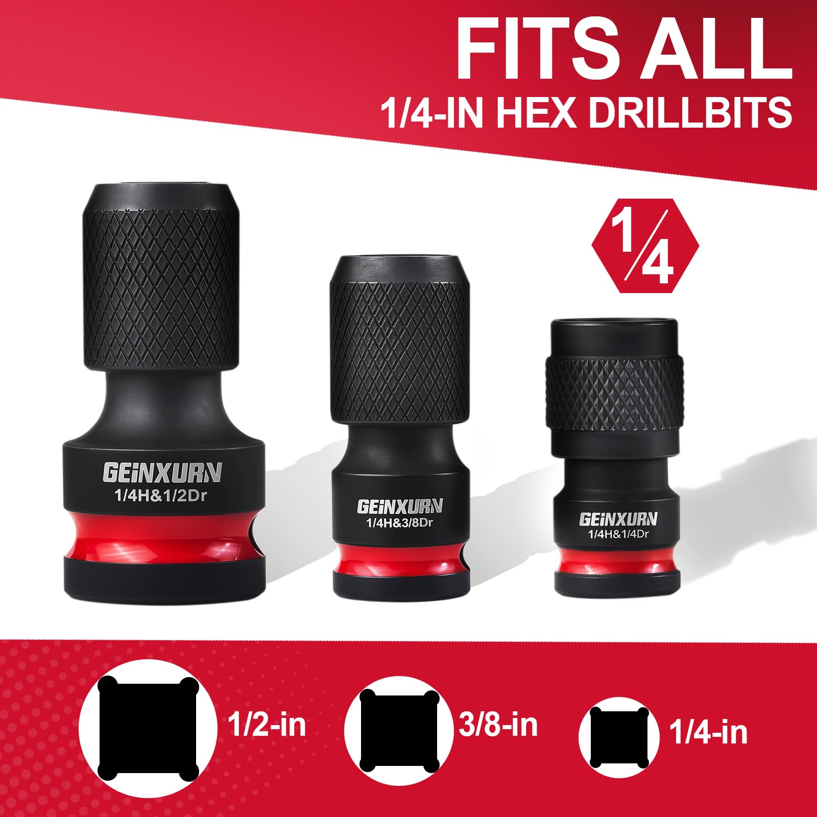 Impact Screwdriver Bit Holders - 3PC Set -3 Impact Screwdriver Bit Holders - 3PC Set -3