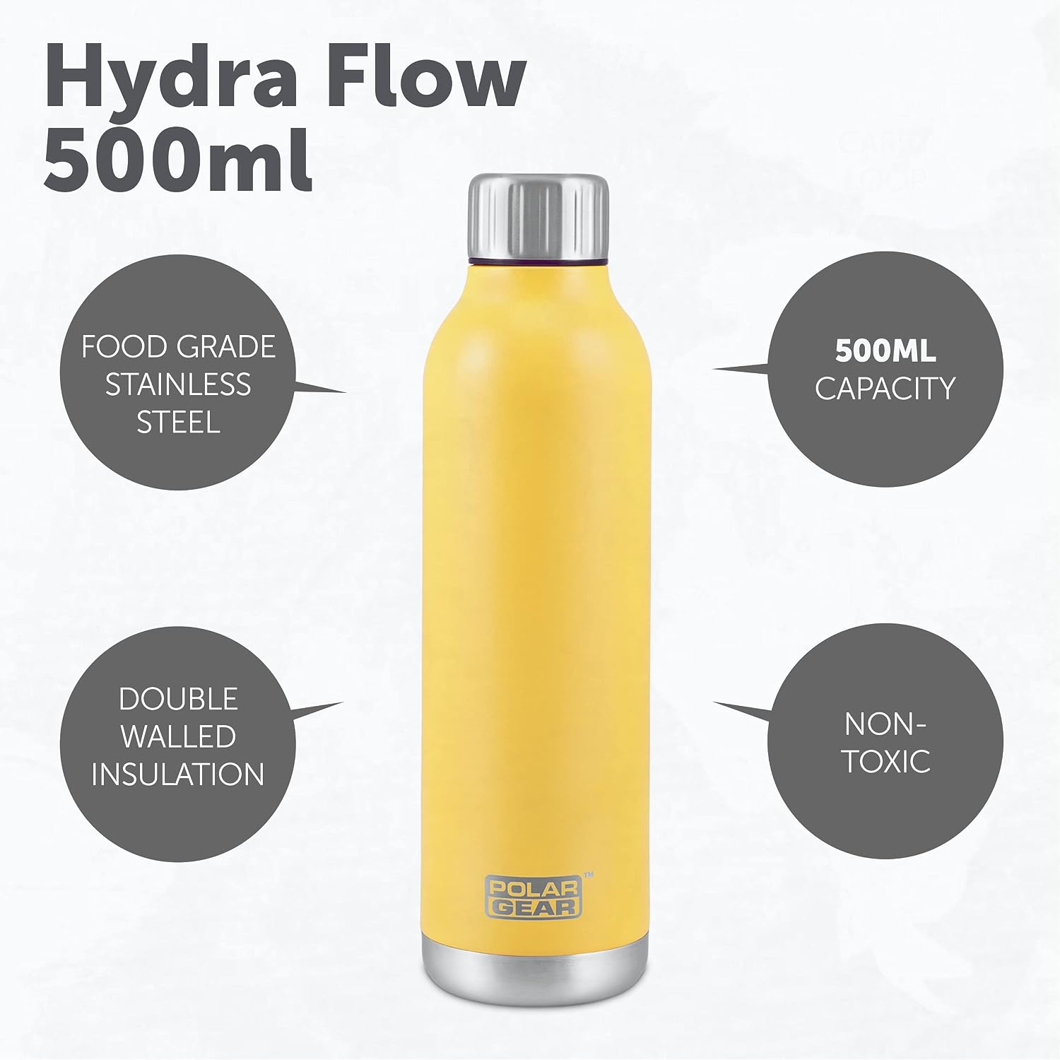 Polar Gear Stainless Steel Water Bottle, 500ml Vacuum Insulated Metal Water Bottle, Double Wall, Leakproof Drinks Bottle - Image 5