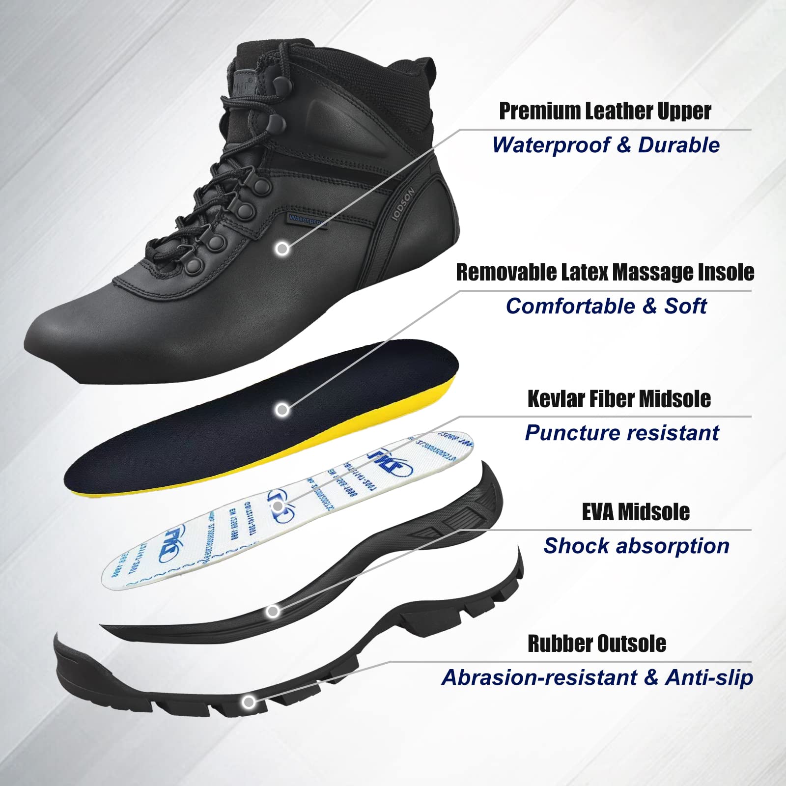 QUNLON Men's Waterproof Hiking Boots Lightweight trekking Boots Non Slip Mountaineering Backpacking Boots Outdoor Work Boots Black-10US