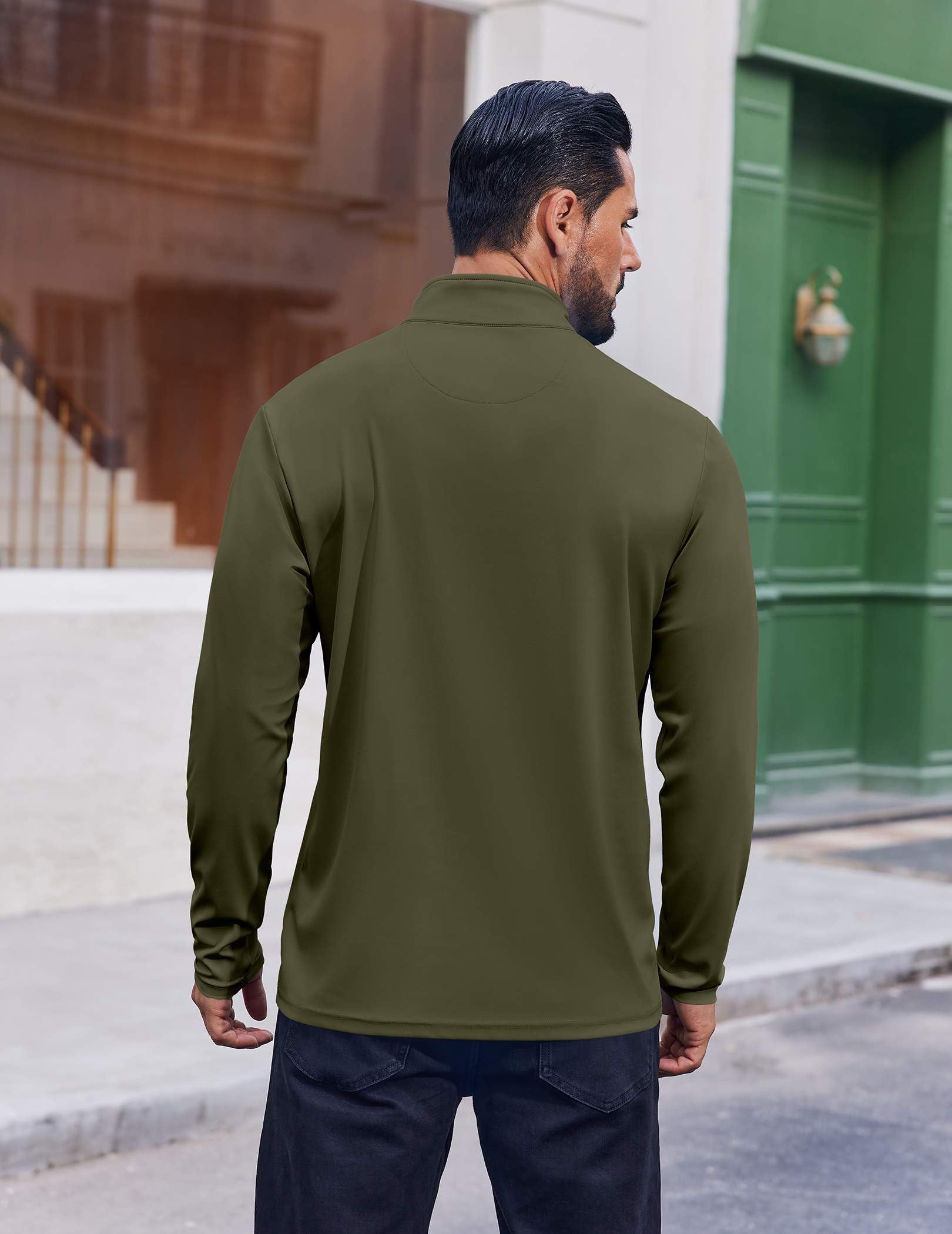 COOFANDY Maglia da uomo a maniche lunghe con cerniera a un quarto, protezione solare UPF 50+, rash guard, atletica, golf, corsa