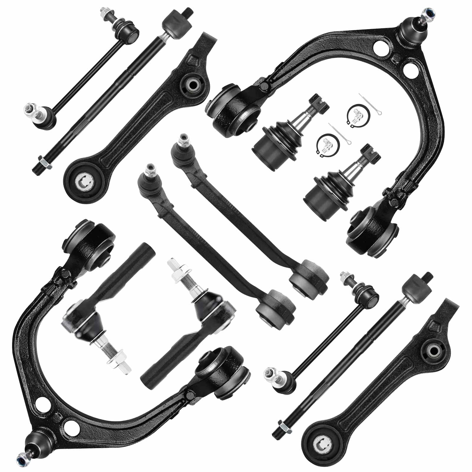 RWD Front Upper and Lower Control Arms w/Ball Joints Sway Bars Tie Rods Suspension Kit for 2011-2017 Chrysler 300 Dodge Challenger Charger RWD (14pc