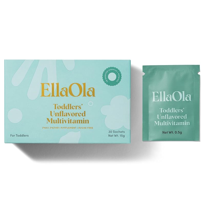 ELLAOLA Multivitamínico em pó para crianças de 2 a 3 anos, 19 vitaminas e minerais, 30 sachês