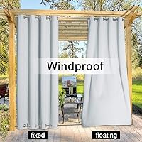 Vista 55 de NICETOWN Cortinas grises para exteriores para patio, impermeables, 2 paneles, resistentes al viento, a prueba de óxido, ojales superiores e