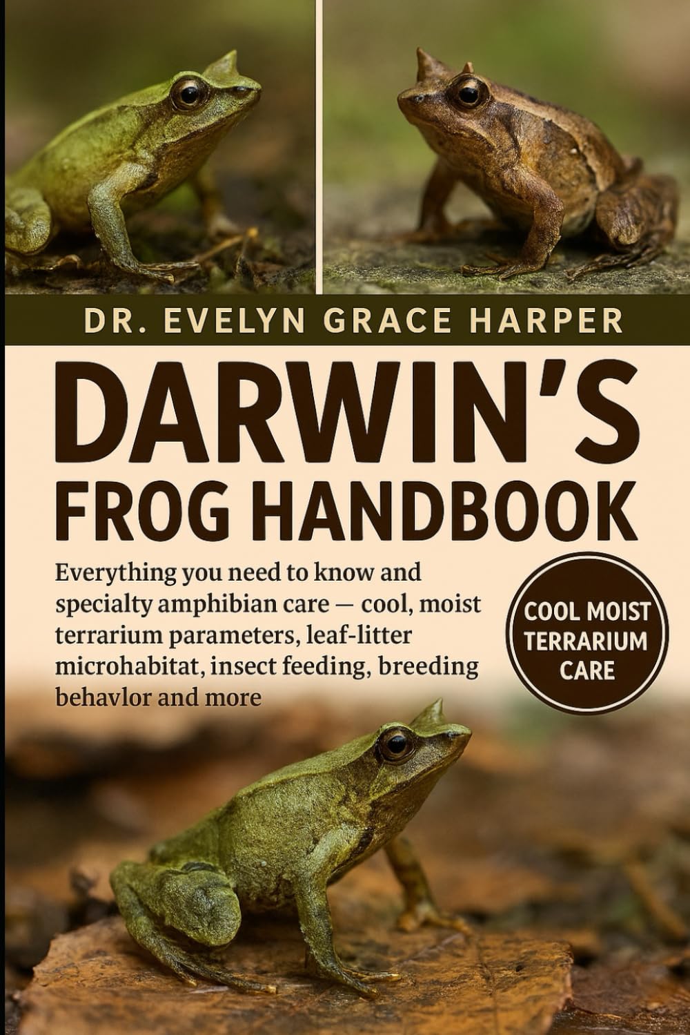 DARWINS FROG HANDBOOK: Everything You Need to Know and Specialty Amphibian Care — cool, moist terrarium parameters, leaf-litter microhabitat, insect feeding, breeding behavior and more