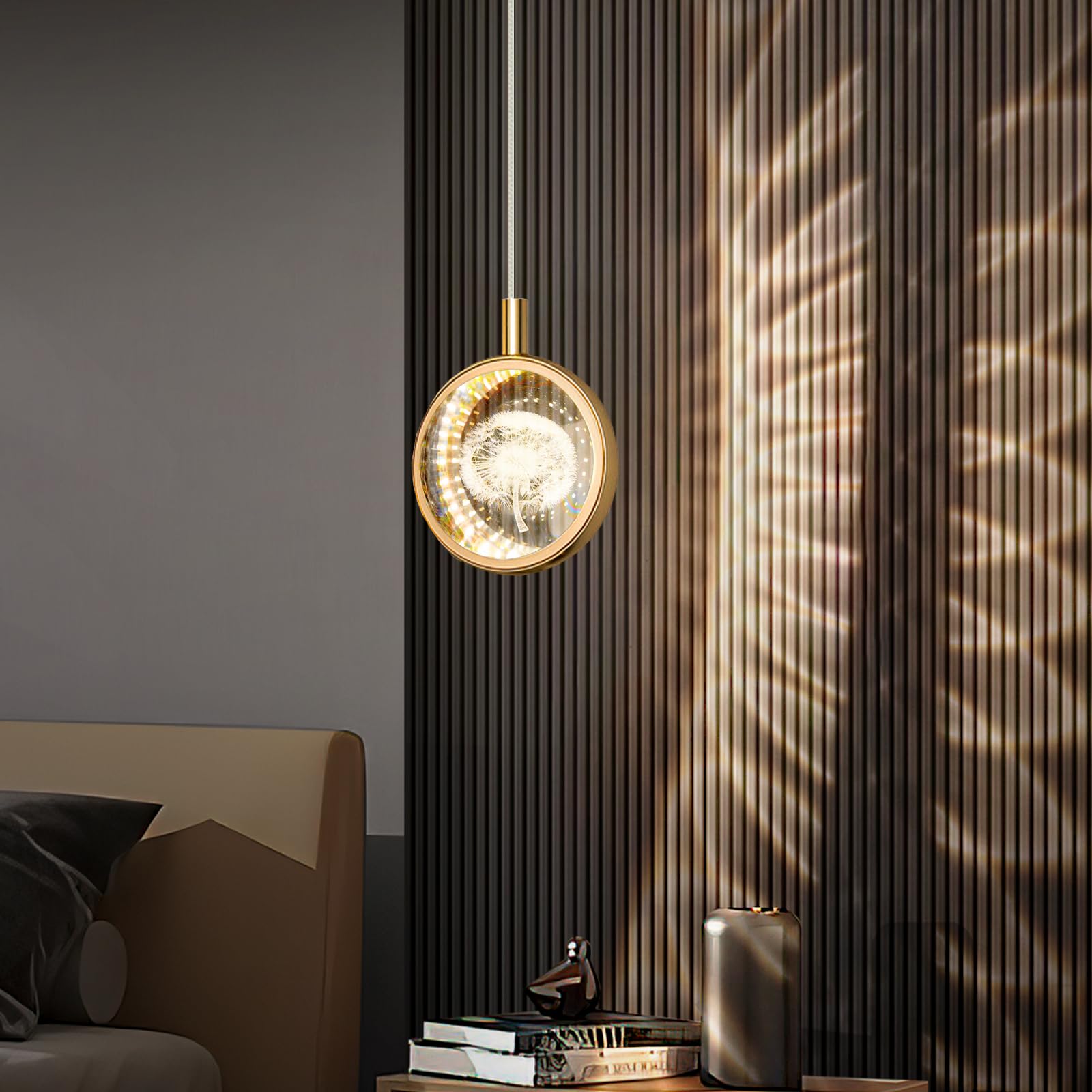 Lampada Sospensione A Sfera In Vetro Con LED - 3 Luci Regolabili | Lampadario Moderno Per Camera, Soggiorno, Cucina | Design Dente Di Leone - Foto 7