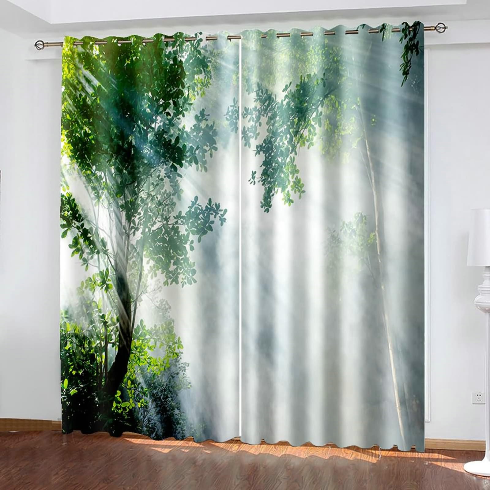 Vorhänge mit Ösen 2er Set, Gardinen Psychedelische Bäume H 160 x B 132 cm Blickdicht Verdunklungsvorhänge für Wohnzimmer