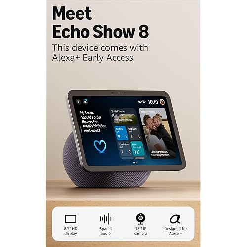 Amazon Echo Show 8 (newest model), Vibrant HD 8.7" display with spatial audio, with Alexa+ Early Access, Graphite