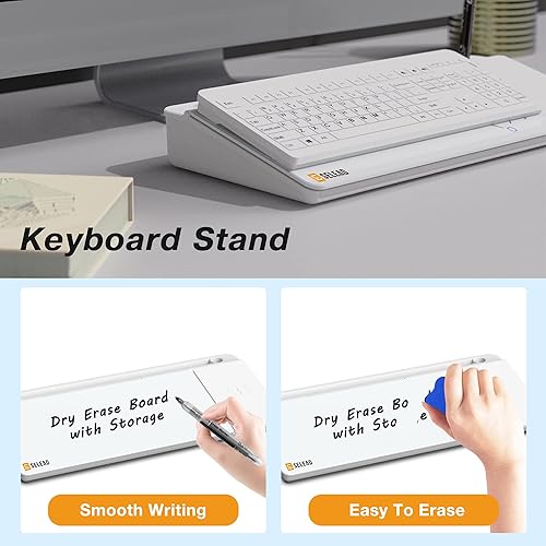Miniatura 5 de SELEAD Pizarra de Vidrio de Escritorio con Estación de Carga Inalámbrica, Tablero de Borrado en Seco Almohadilla de Computadora Soporte para Teclado