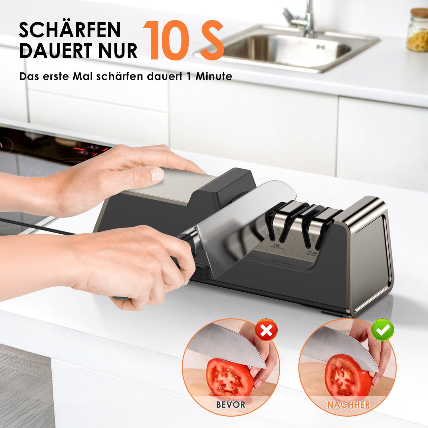 Professioneller Elektrischer Messerschärfer mit Diamant-Schleifmitteln und Präzisionswinkelführungen für Doppeltem Anschliff und Wellenschliff