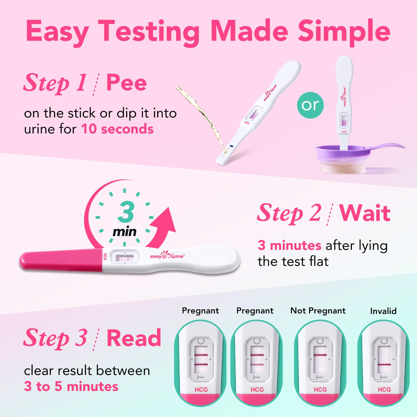 Easy@Home Pregnancy Test Kit for Women: 3 X Early Detection Pregnancy Midstream Tests with Fast Results - Image 3 thumbnail