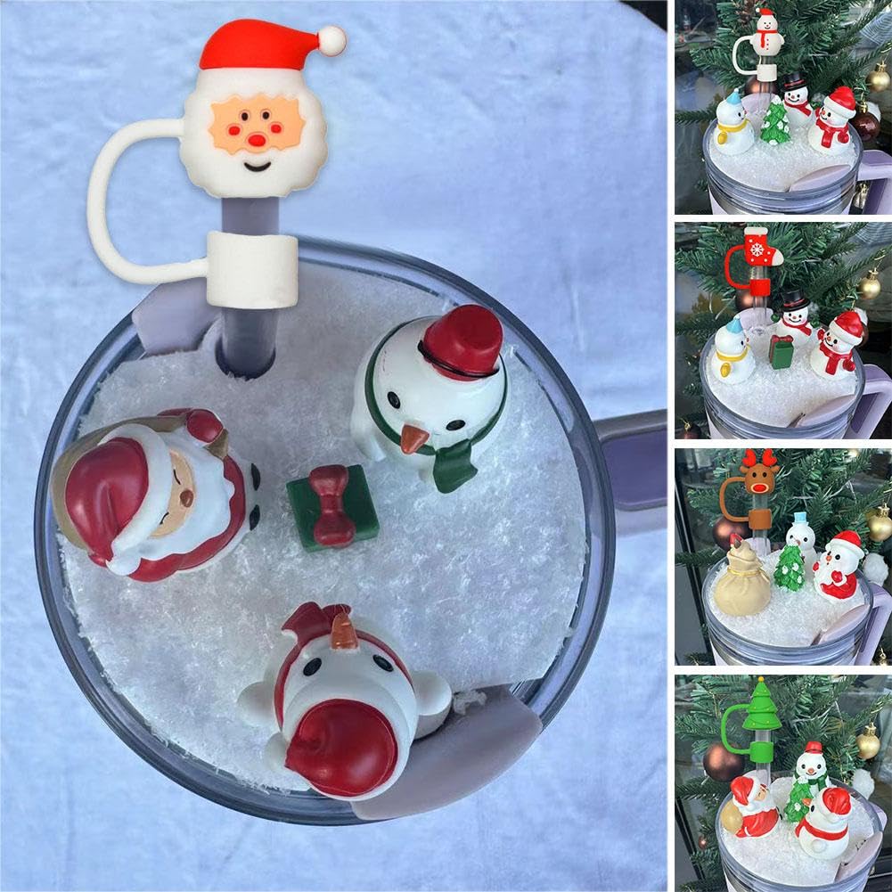 6er Set Weihnachts-Strohhalm-Abdeckkappen Für Stanley-Becher – Süße Silikon-Kappen, Kompatibel Mit 30 Oz & 1,2 L