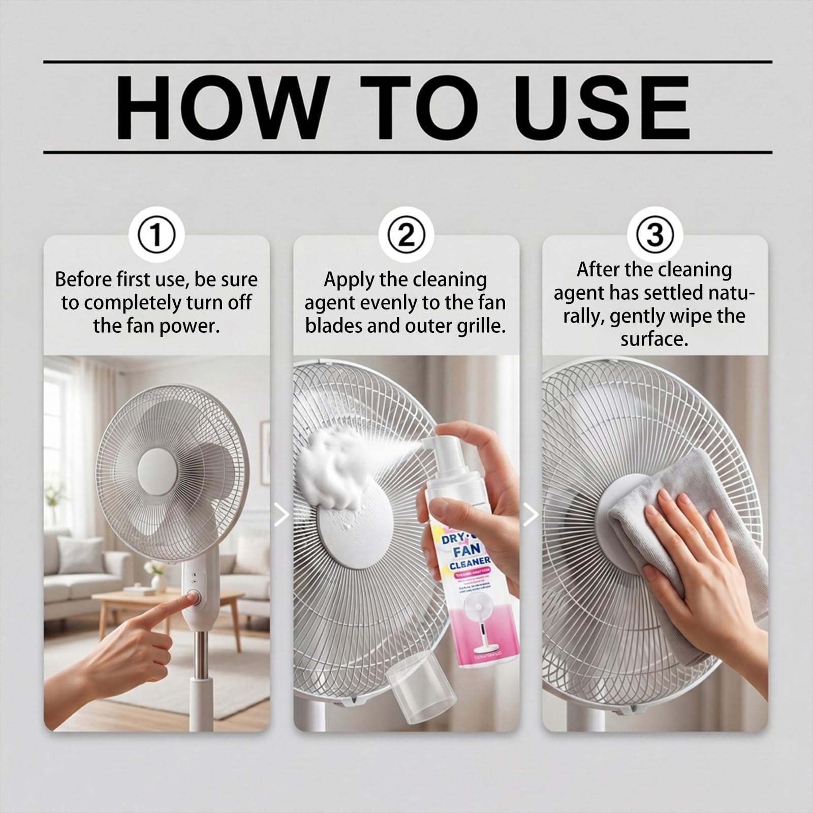 Spülventilator-Reinigungsspray, schnell wipeable Haushaltsreiniger die Decke, leistungsstarkes No-Spül-Ventilator-Cleaning spray Multifunktions-Foam cleaner Spray, Tower Stand Fansing Solution (5pcs)