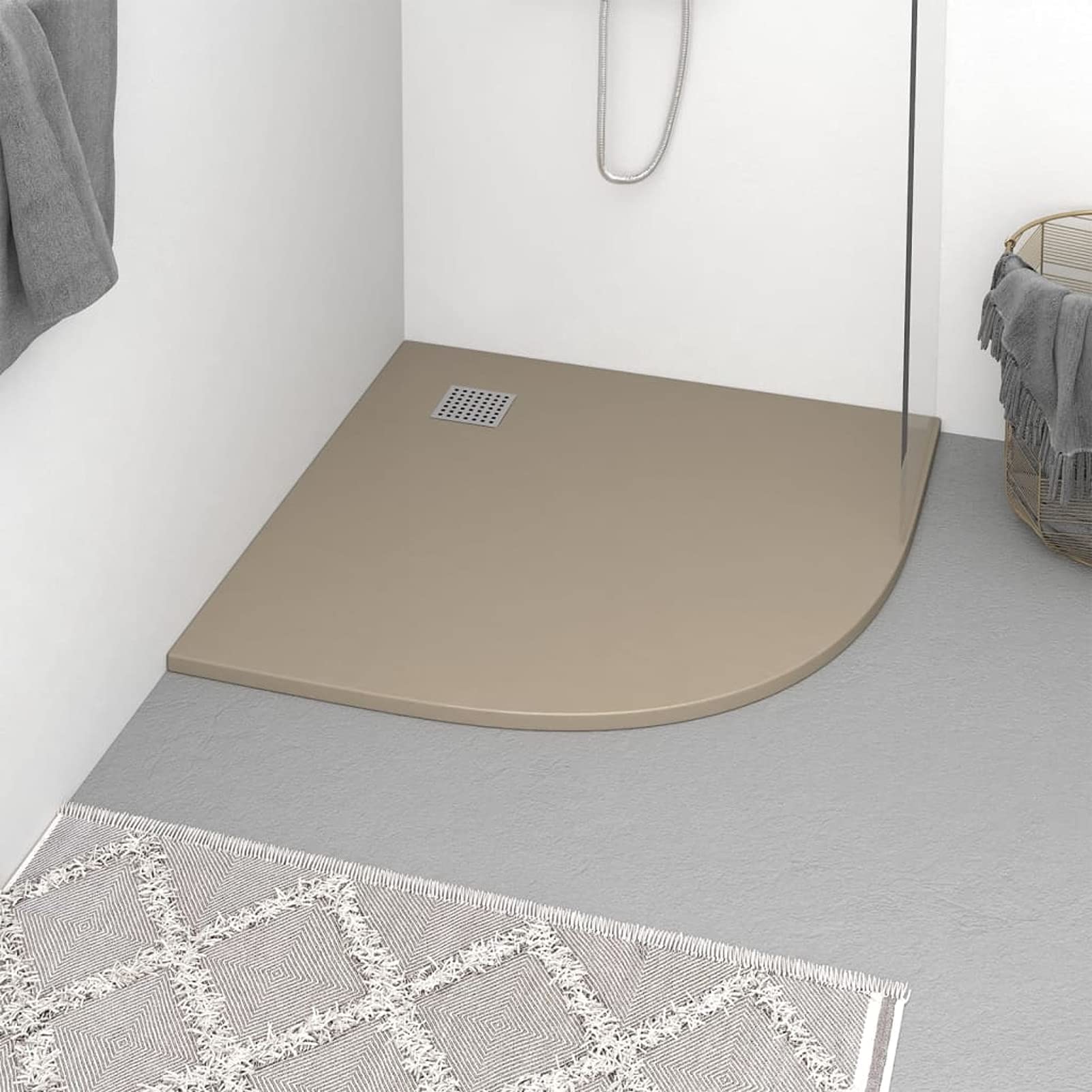 LAPOOH Brodzik pod prysznic SMC brązowy 90x90 cm, brodzik pod prysznic, brodzik pod prysznic umywalka łazienka toaleta-148929