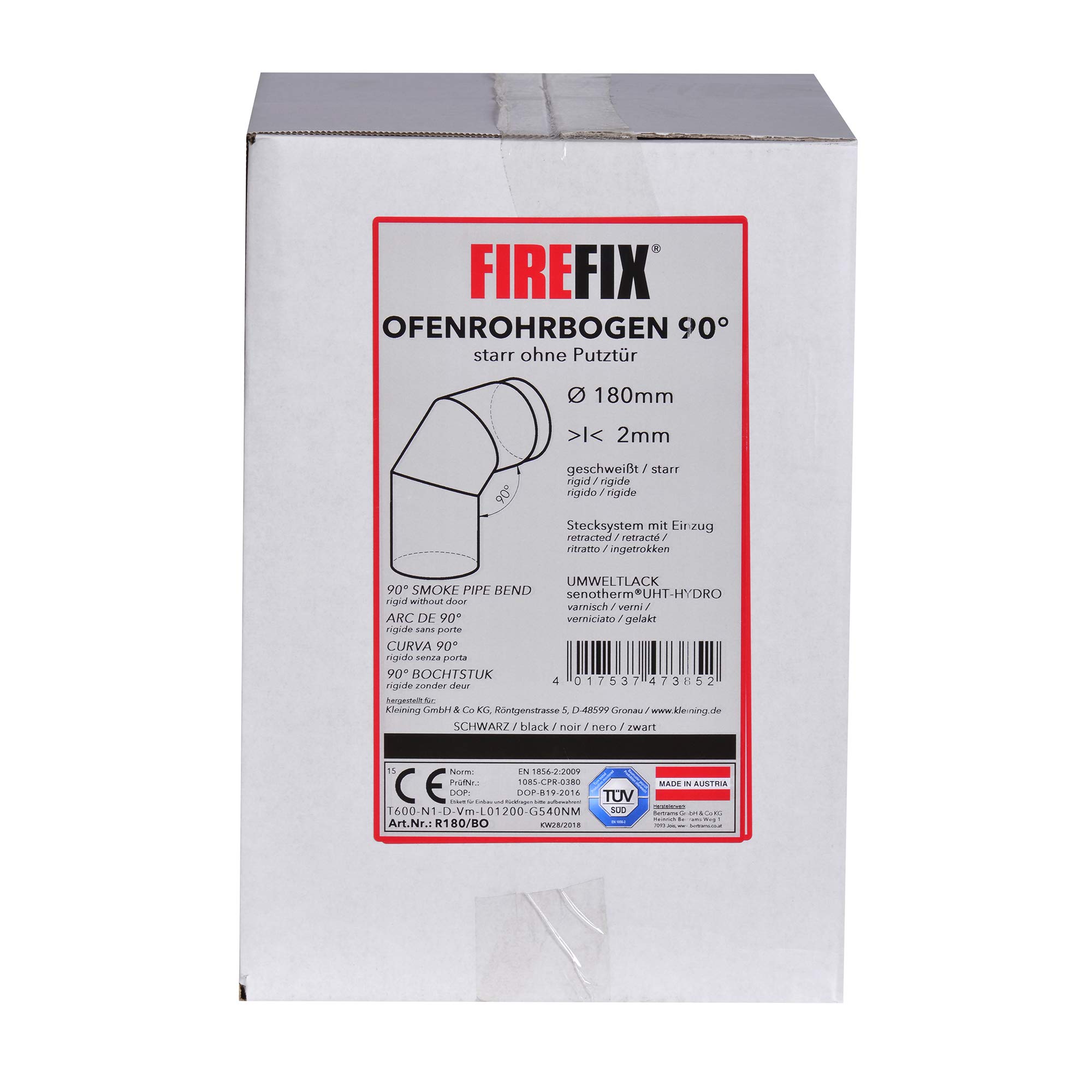 FIREFIX R180/BO 2 Mm Steel Flue Pipe Elbow 180 Mm - View #14
