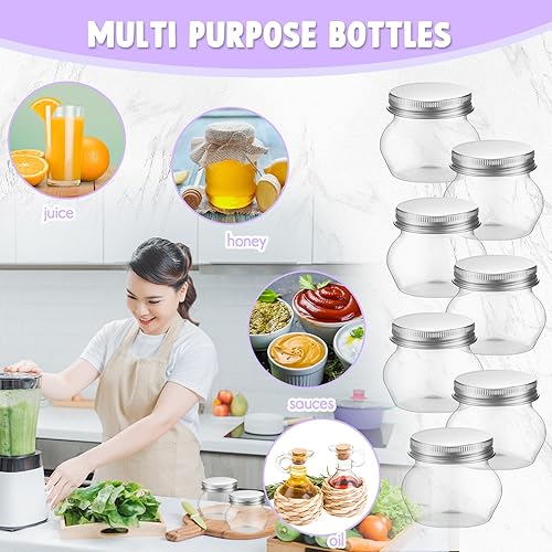 Miniatura 7 de 48 frascos de plástico transparente de 4 onzas con tapas de boca ancha, mini recipientes de almacenamiento a granel para hierbas, gelatina, regalos