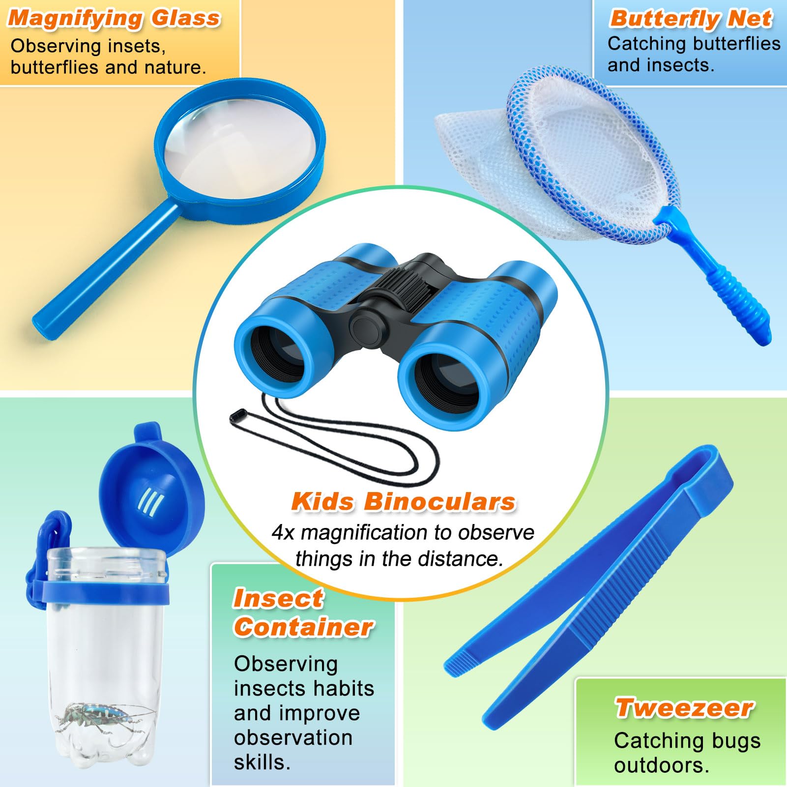 YOPINSAND Outdoor Exploration Kit, Camping Gear for Kids Children's Toy Explorer Kit with Backpack & Hat, Binoculars - Image 4