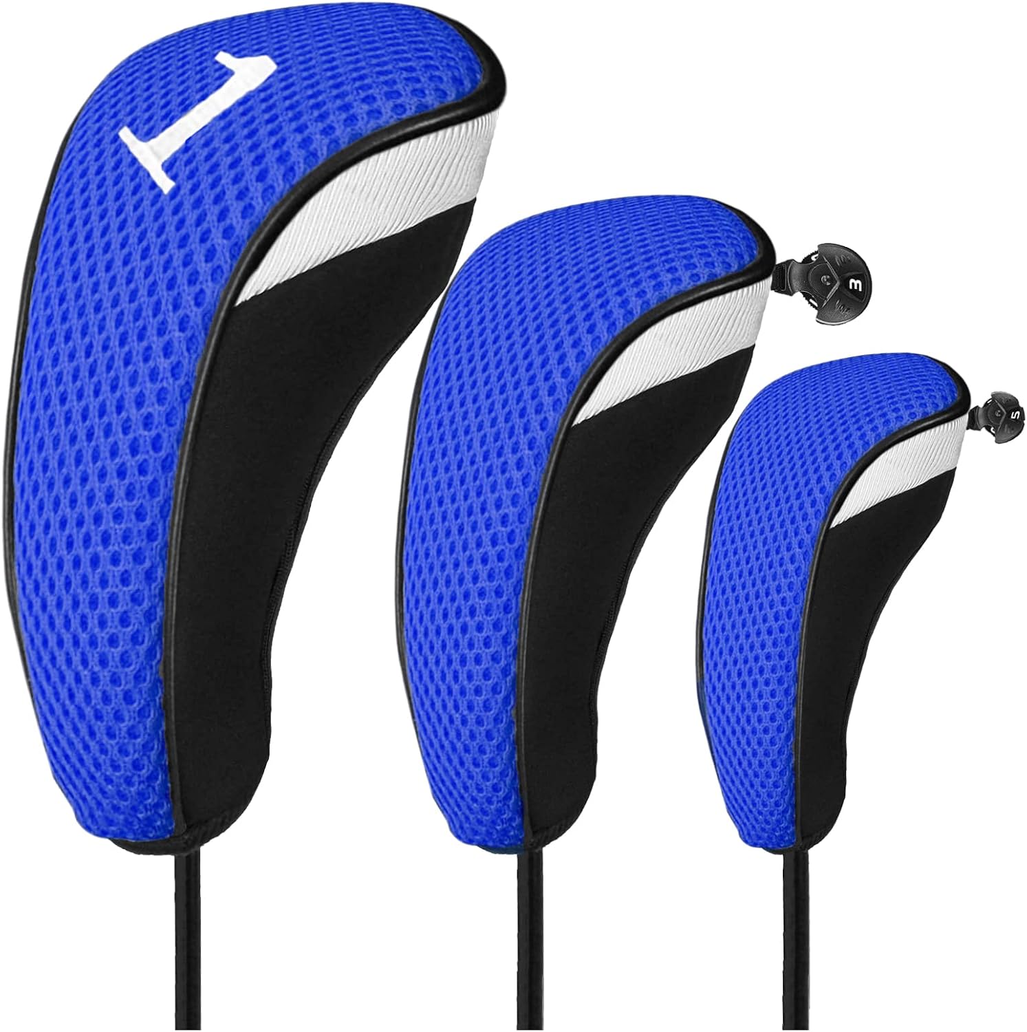 Golf Club Head Covers Woods Driver Fairway Hybrid 3 Pack Set