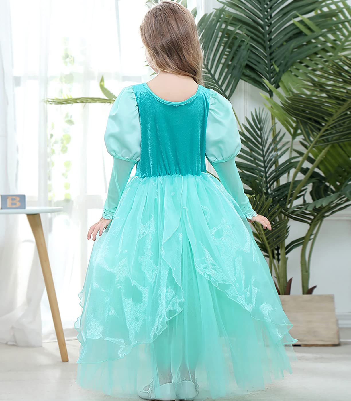 Emin Ragazza Costume da Sirena Principessa Vestito da Principessa Ariel con Accessori Parrucca Costume da Halloween Carnevale Cosplay Compleanno Natale Festa Vestito Fantasia
