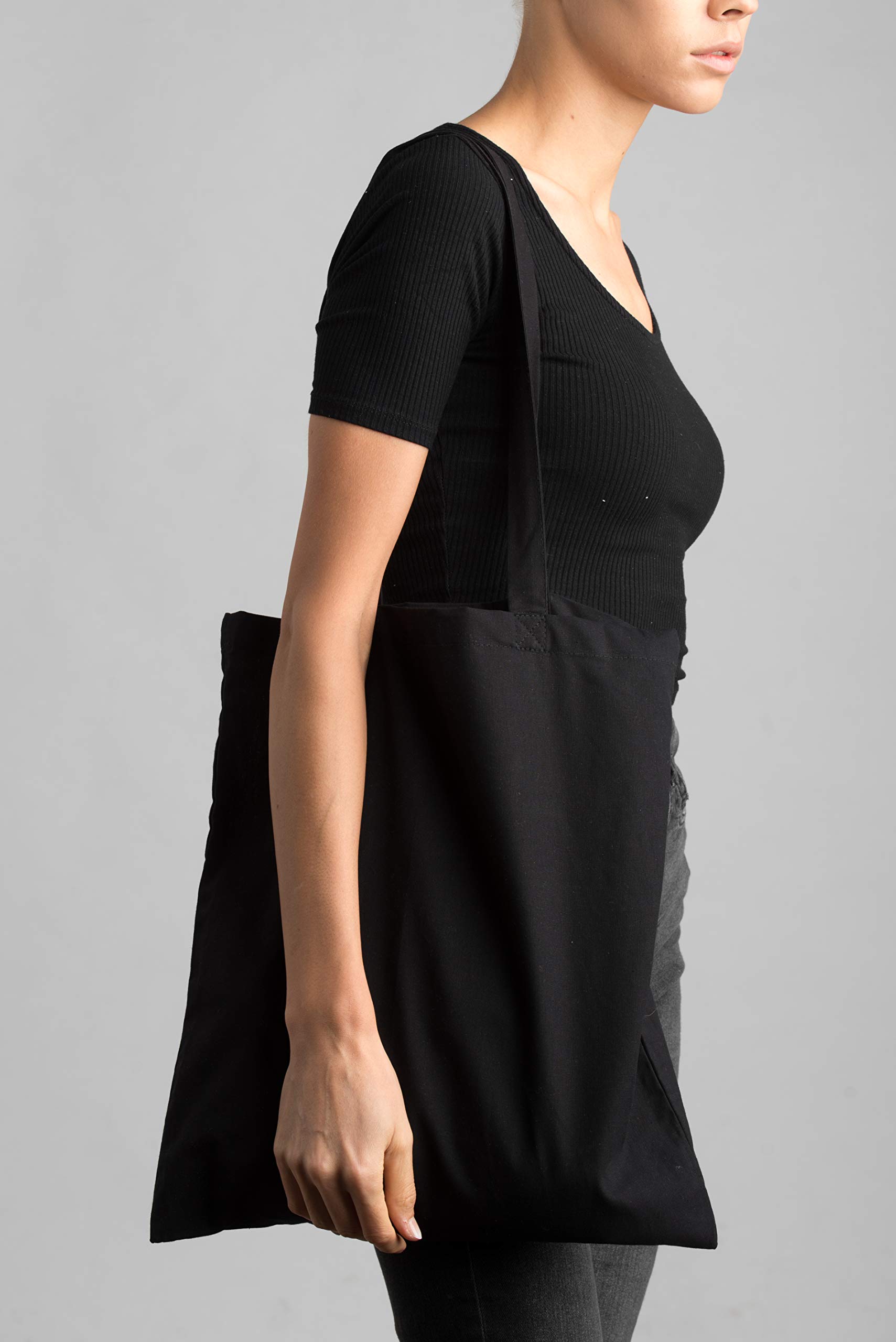 POLHIM Cotton_bag_140_38x42cm Unisex Cotton Bag, Black, 1 piece, Minimal - Image 4