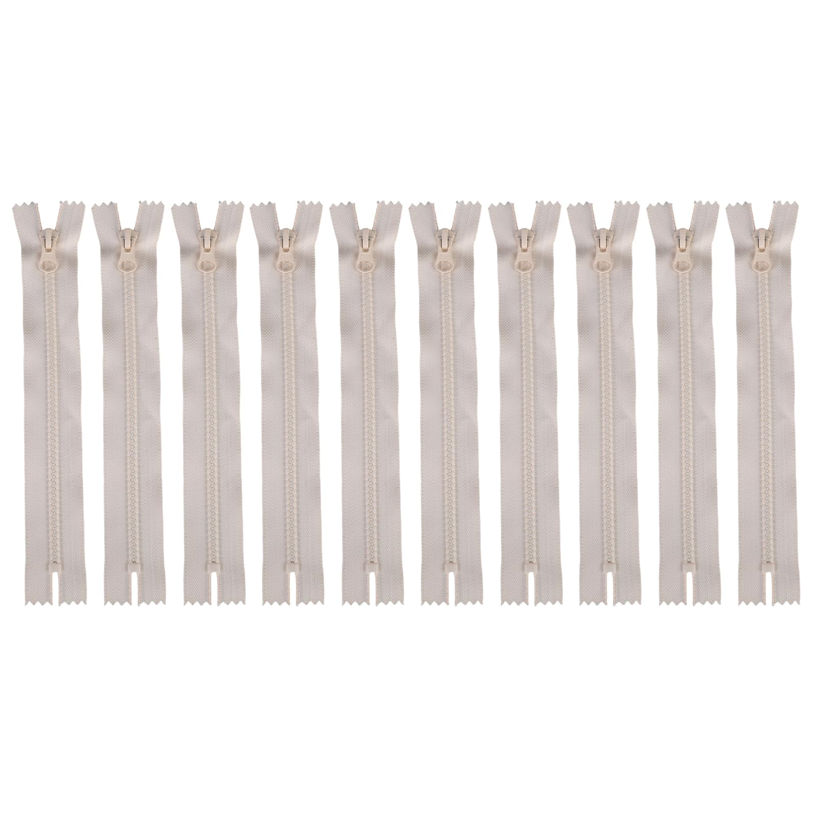 FGDTREE 10Lots White Resin Zippers with Durability Metal Puller Meter Garment Zipper Slider Bags Zips Pulls Repair Sewing Accessories Nylon Zipper Tape