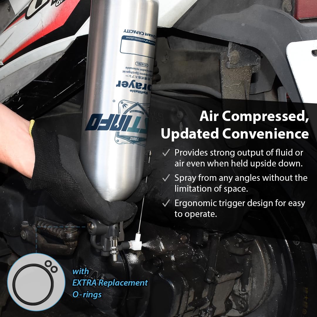 FIRSTINFO A1638L | 1000ml | Aluminiowa butelka | Pneumatyczny rozpylacz wielokrotnego użytku | Aerozol wielokrotnego użytku